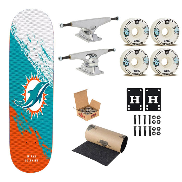 Miami Dolphins 9Th Skateboard Complete Board 8.0" X 31.75"