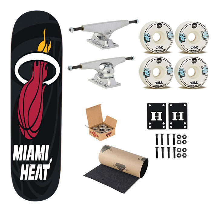 Miami Heat Basket Skateboard Complete Board 8.0" X 31.75"