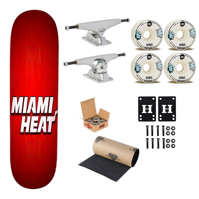 Miami Heat Hardwood Skateboard Complete Board 8.0" X 31.75"