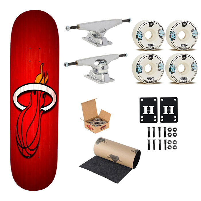 Miami Heat Hardwood 2 Skateboard Complete Board 8.0" X 31.75"