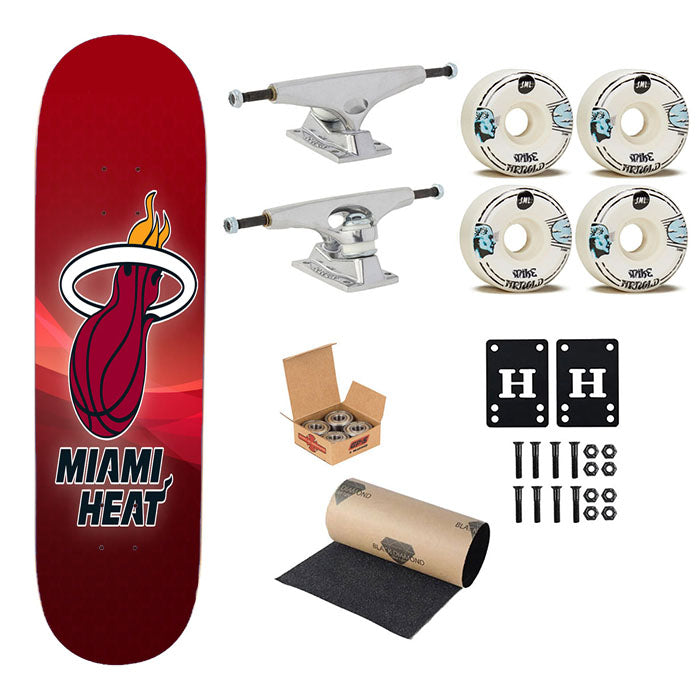 Miami Heat Nba Logo Wallpaper Skateboard Complete Board 8.0" X 31.75"