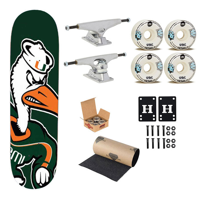 Miami Hurricanes Big Logo Skateboard Complete Board 8.0" X 31.75"
