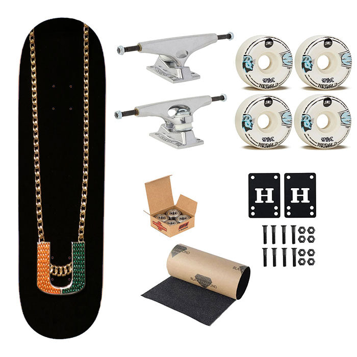 Miami Hurricanes Turnover Chain Skateboard Complete Board 8.0" X 31.75"