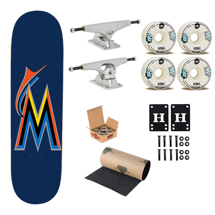 Miami Marlins Baseball Logo Blue Skateboard Complete Board 8.0" X 31.75"