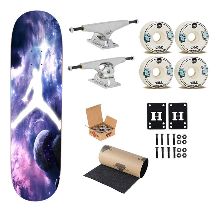 Michael Jordan In Galaxy Nebula Skateboard Complete Board 8.0" X 31.75"