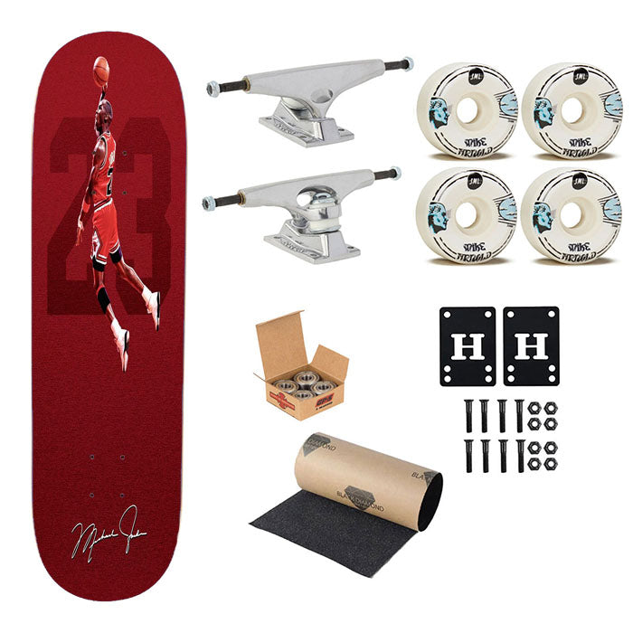 Michael Jordan Red Signature Skateboard Complete Board 8.0" X 31.75"