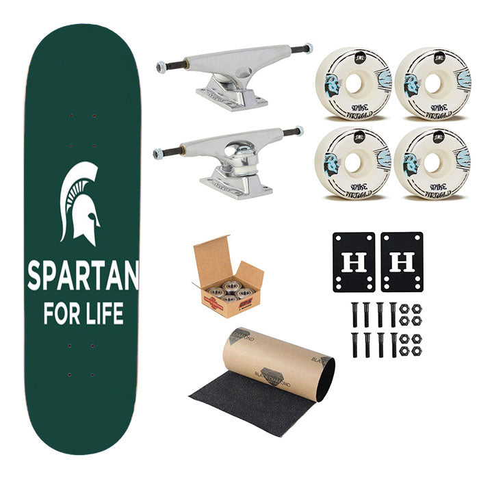 Michigan State Spartan For Life Skateboard Complete Board 8.0" X 31.75"
