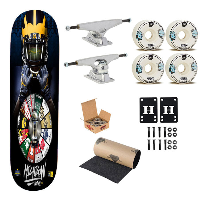 Michigan Wolverine Football Match Time Skateboard Complete Board 8.0" X 31.75"