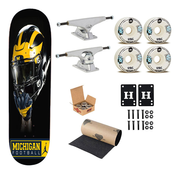 Michigan Wolverine Helmet Football Skateboard Complete Board 8.0" X 31.75"