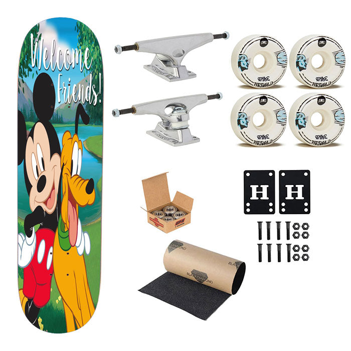 Mickey & Pluto Welcome Friends Skateboard Complete Board 8.0" X 31.75"