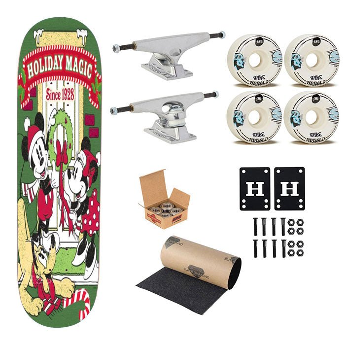 Mickey, Minnie, Pluto Holiday Magic Skateboard Complete Board 8.0" X 31.75"