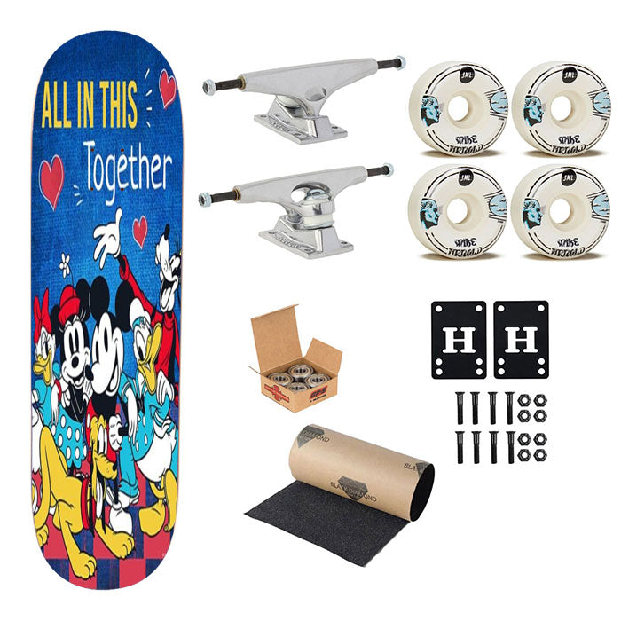 Mickey And Friends Together Skateboard Complete Board 8.0" X 31.75"