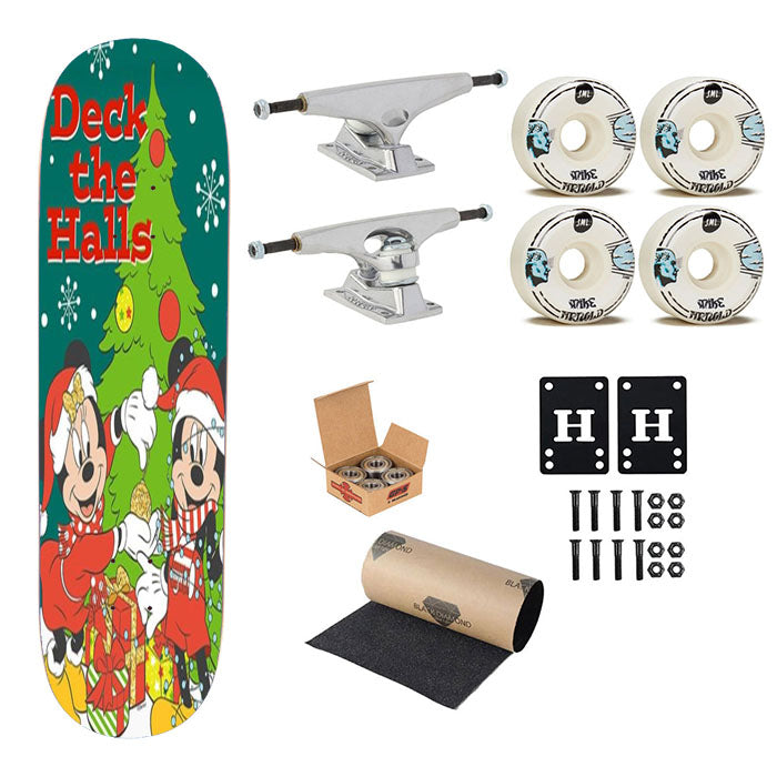 Mickey And Minnie Deck The Halls Skateboard Complete Board 8.0" X 31.75"
