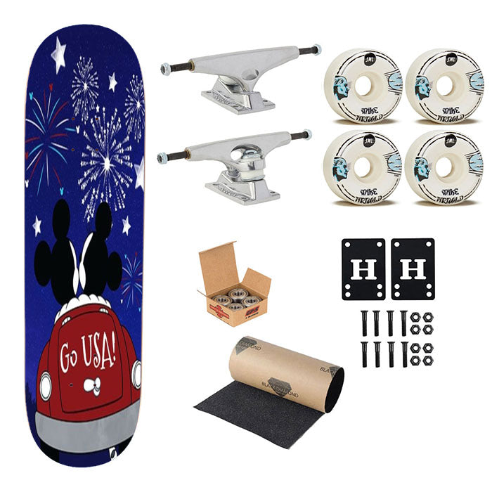 Mickey And Minnie Fireworks Skateboard Complete Board 8.0" X 31.75"