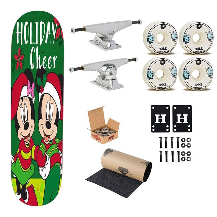 Mickey And Minnie Holiday Cheer Skateboard Complete Board 8.0" X 31.75"