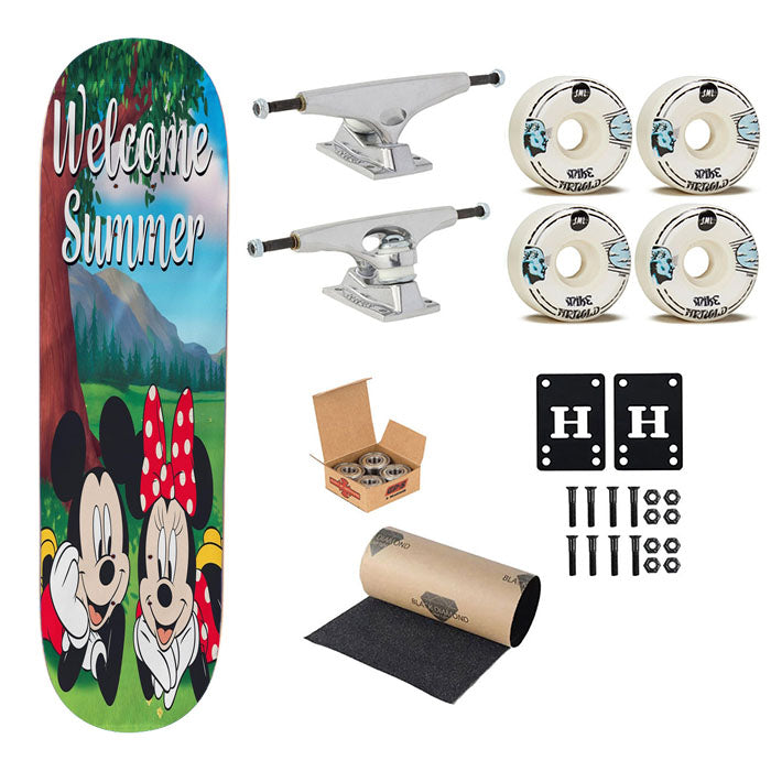 Mickey And Minnie Summer Welcome Skateboard Complete Board 8.0" X 31.75"