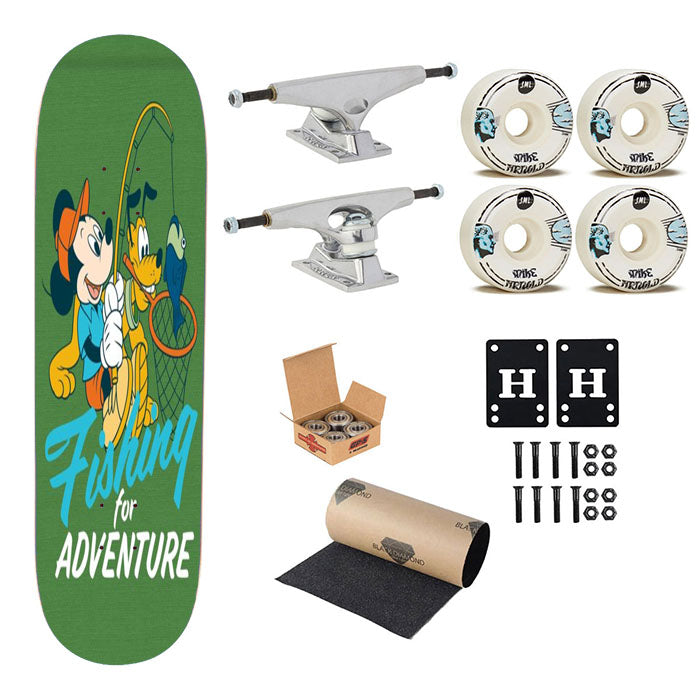 Mickey Fishing For Adventure Skateboard Complete Board 8.0" X 31.75"