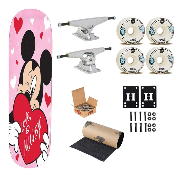 Mickey Heart You Skateboard Complete Board 8.0" X 31.75"