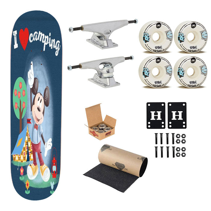 Mickey I Love Camping Skateboard Complete Board 8.0" X 31.75"