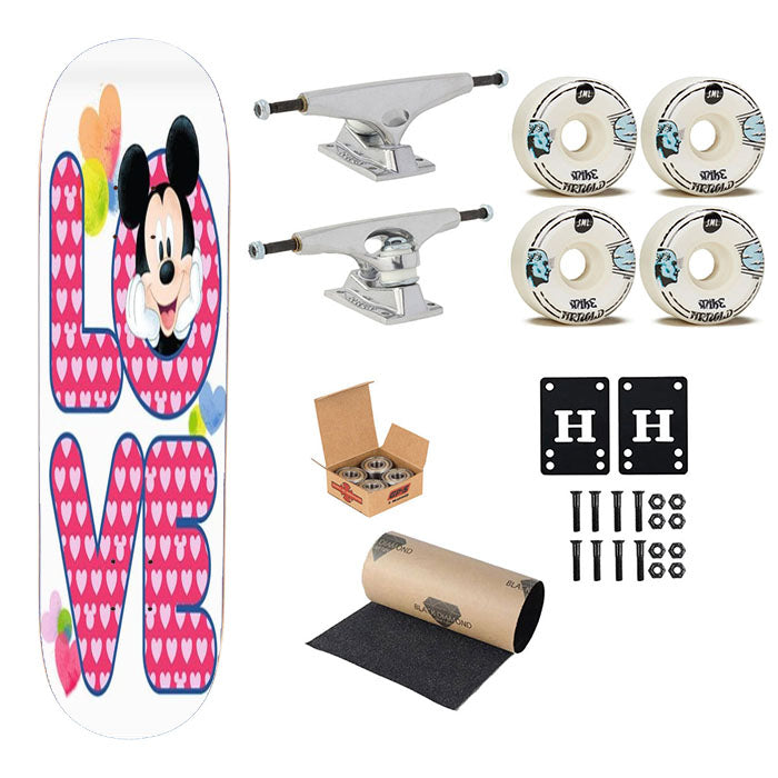 Mickey Mouse Love Skateboard Complete Board 8.0" X 31.75"