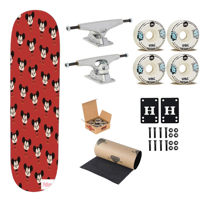 Mickey Mouse Minimalist Pattern Skateboard Complete Board 8.0" X 31.75"
