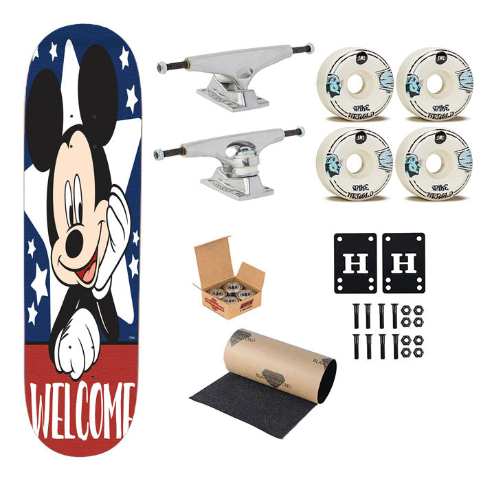 Mickey Mouse Welcome Skateboard Complete Board 8.0" X 31.75"