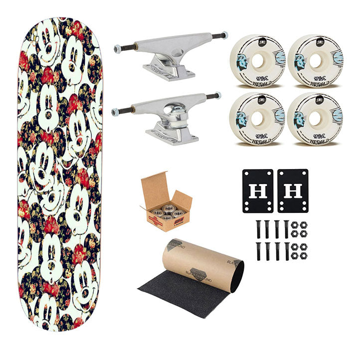 Micky Mouse Flower Skateboard Complete Board 8.0" X 31.75"
