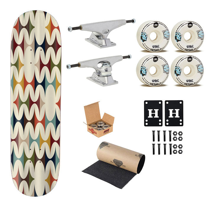 Mid Century Modern Geometric Skateboard Complete Board 8.0" X 31.75"