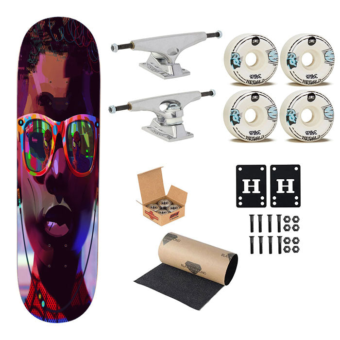Miles Morales Sunglasses Spiderman Into The Spider Verse Aesthetics Skateboard Complete Board 8.0" X 31.75"