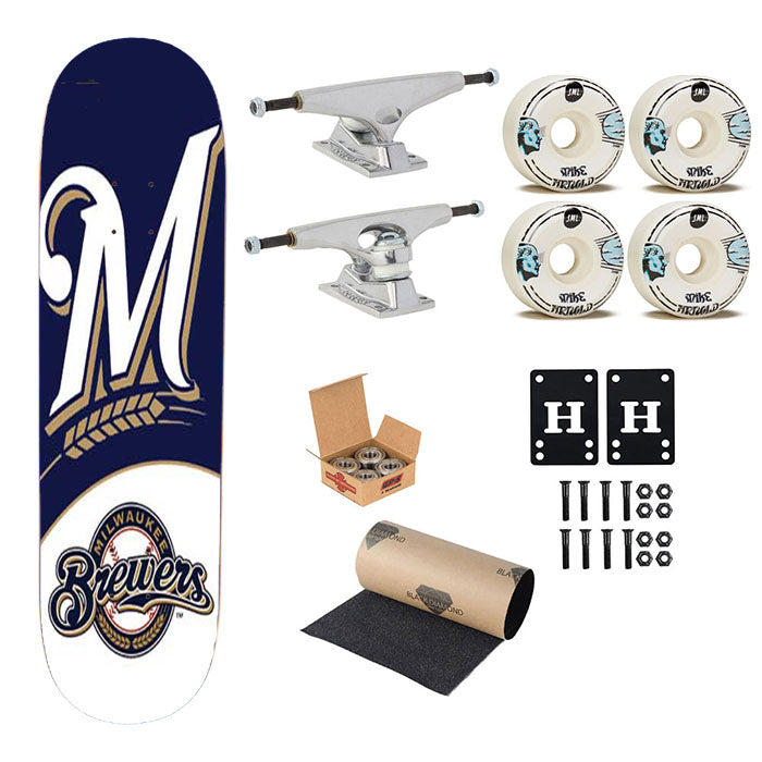Milwaukee Brewers Blue Wht Skateboard Complete Board 8.0" X 31.75"