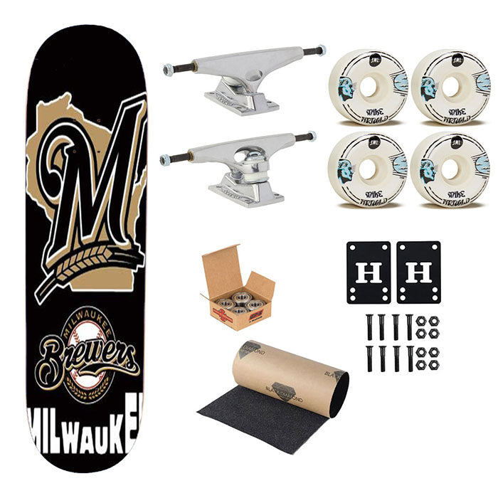 Milwaukee Brewers Logos Skateboard Complete Board 8.0" X 31.75"