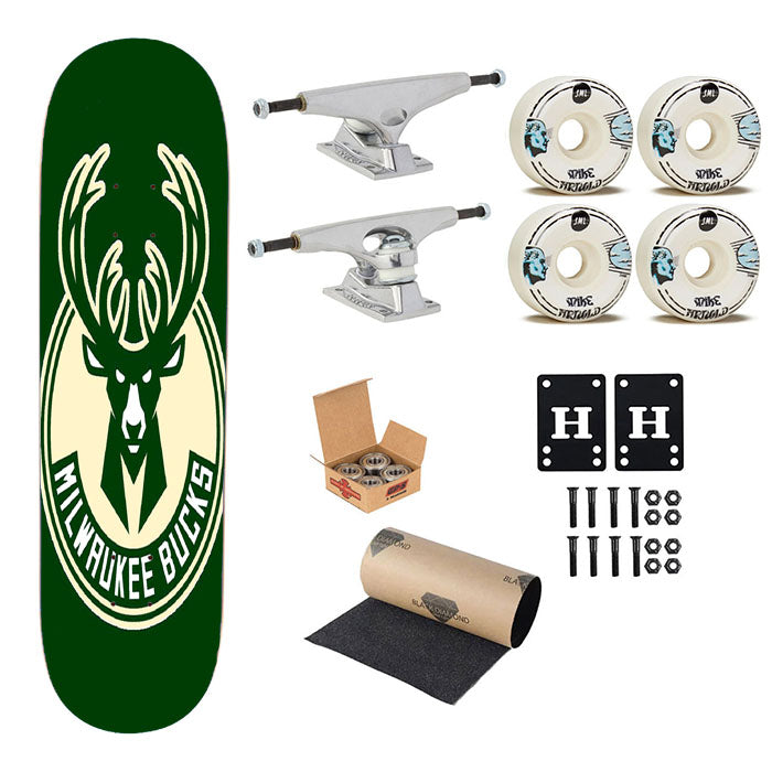 Milwaukee Bucks Green Skateboard Complete Board 8.0" X 31.75"
