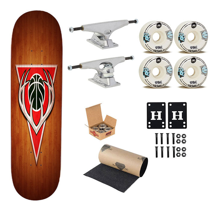 Milwaukee Bucks Hardwood 2 Skateboard Complete Board 8.0" X 31.75"