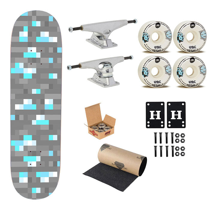 Minecraft Inspired Ore Diamond Skateboard Complete Board 8.0" X 31.75"