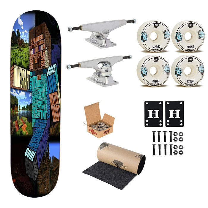 Minecraft Typography Skateboard Complete Board 8.0" X 31.75"