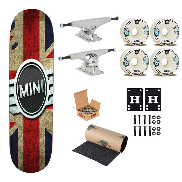 Mini Cooper Logo 3 Skateboard Complete Board 8.0" X 31.75"