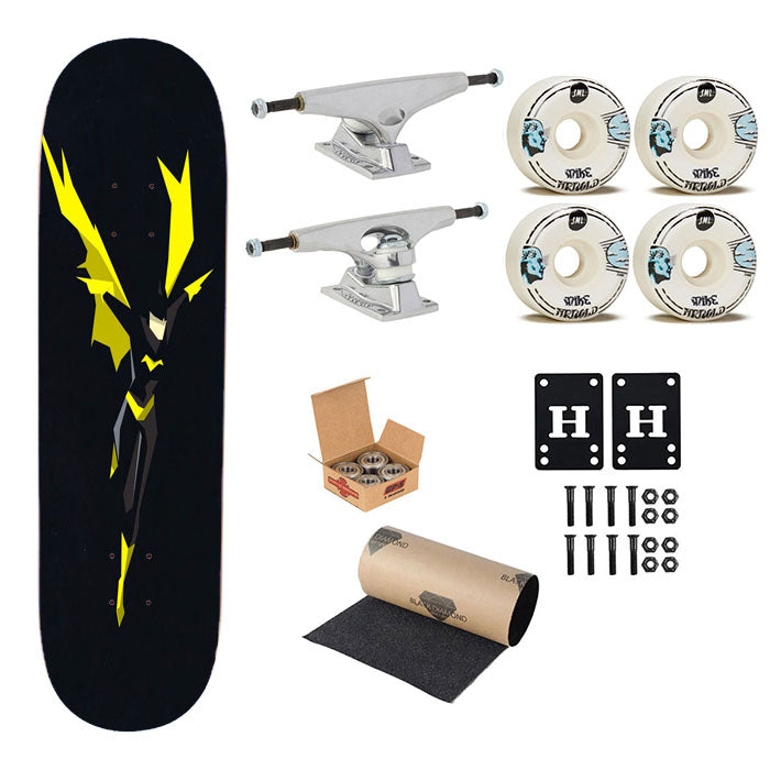 Minimalist Batman Black Yellow Skateboard Complete Board 8.0" X 31.75"