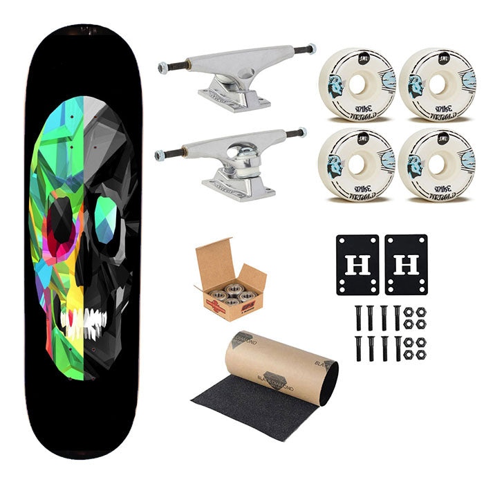 Minimalistic Colorful Skull Skateboard Complete Board 8.0" X 31.75"