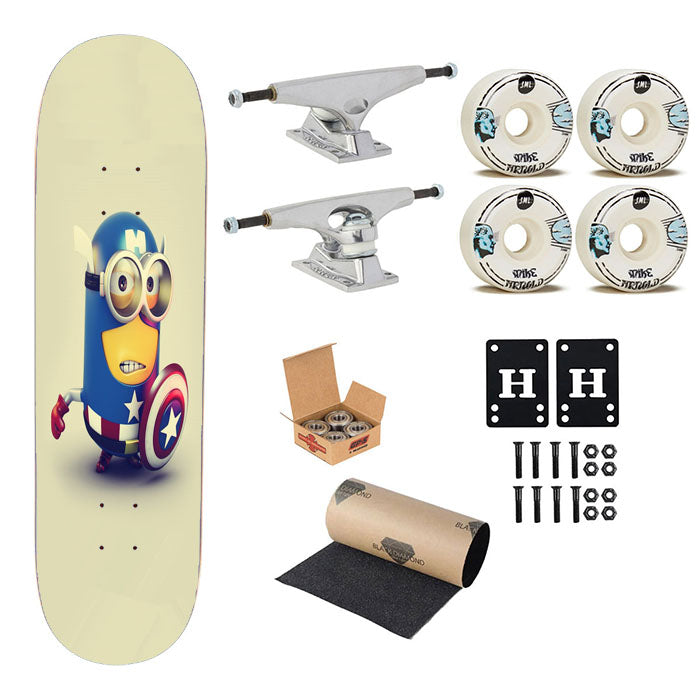 Minion Captain America D Skateboard Complete Board 8.0" X 31.75"
