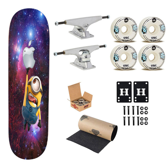 Minion Catch Apple In Galaxy Skateboard Complete Board 8.0" X 31.75"