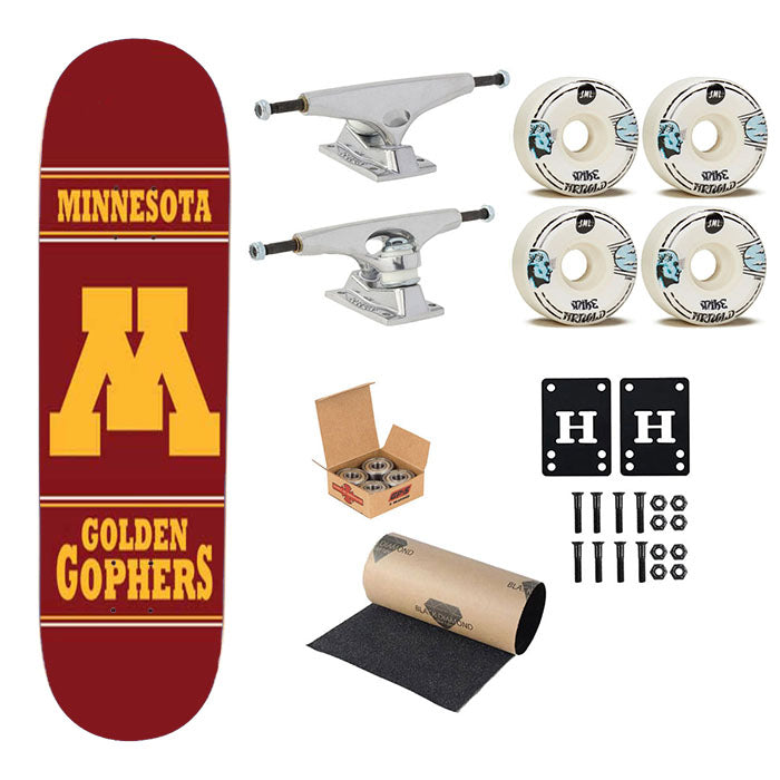 Minnesota Golden Gophers Logo Skateboard Complete Board 8.0" X 31.75"