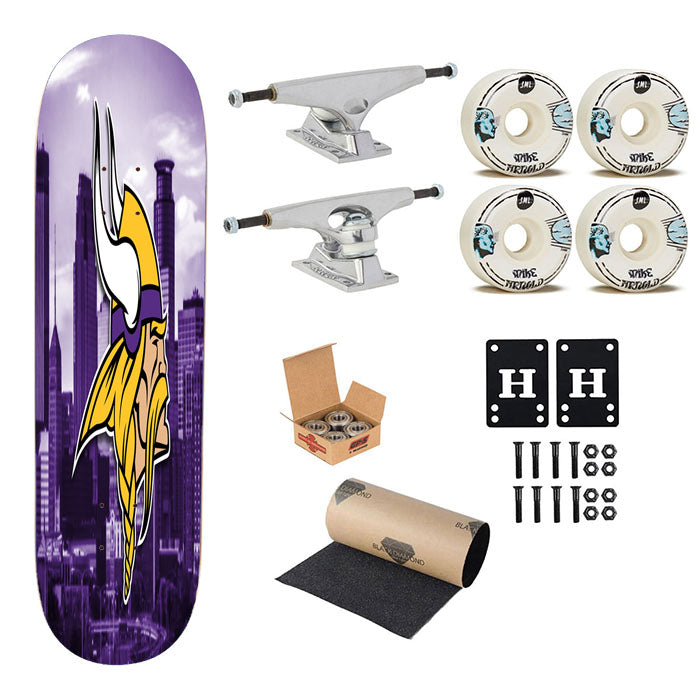 Minnesota Vikings Emblem Skateboard Complete Board 8.0" X 31.75"