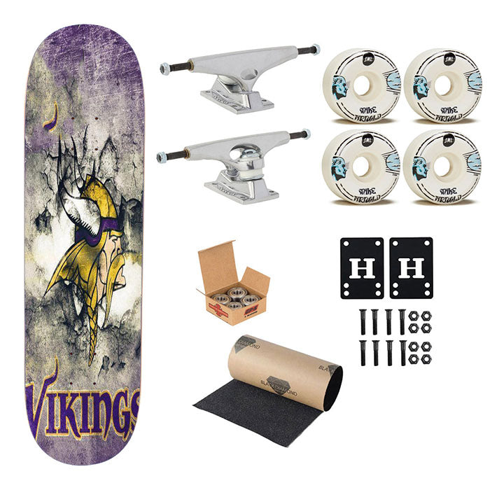 Minnesota Vikings Grunge Logo Skateboard Complete Board 8.0" X 31.75"
