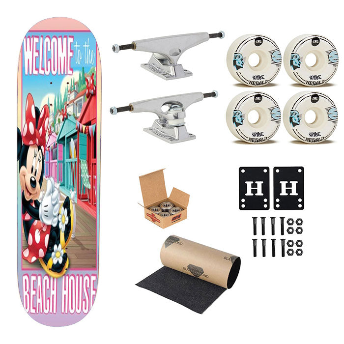 Minnie Beach House Welcome Skateboard Complete Board 8.0" X 31.75"