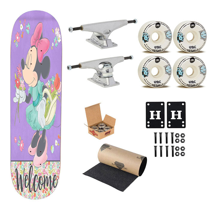 Minnie Floral Welcome Skateboard Complete Board 8.0" X 31.75"