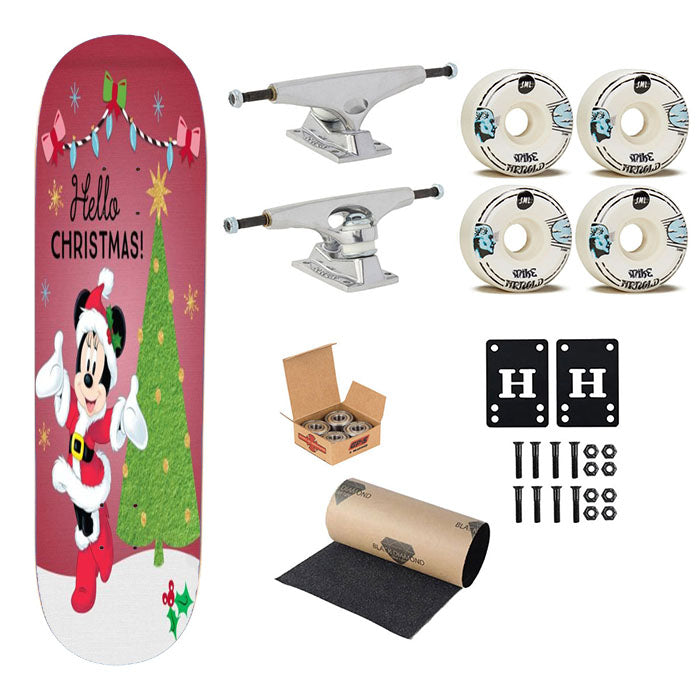 Minnie Hello Christmas Skateboard Complete Board 8.0" X 31.75"