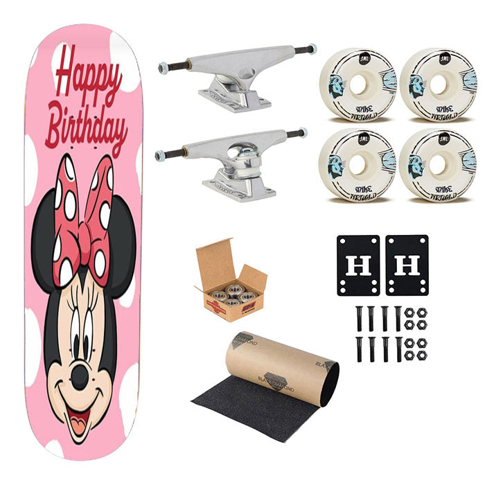 Minnie Mouse Happy Birthday Skateboard Complete Board 8.0" X 31.75"
