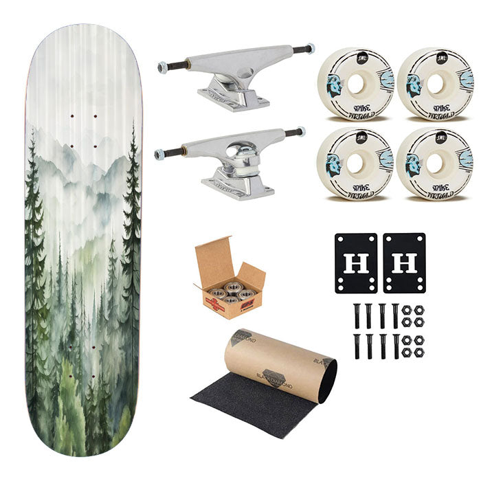 Misty Forest Mountain Skateboard Complete Board 8.0" X 31.75"