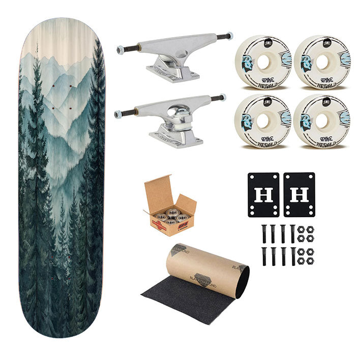 Misty Mountain Forest Skateboard Complete Board 8.0" X 31.75"