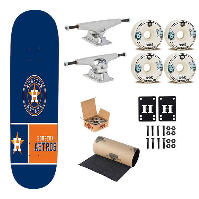 Mlb Huston Astros Blue Orange Skateboard Complete Board 8.0" X 31.75"